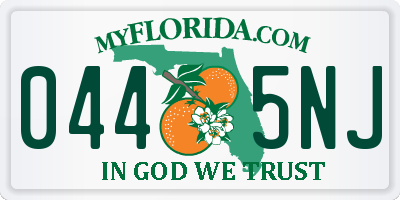FL license plate 0445NJ