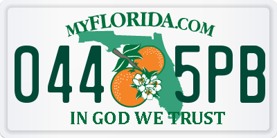 FL license plate 0445PB