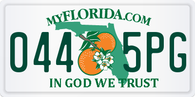 FL license plate 0445PG