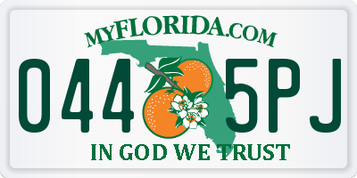 FL license plate 0445PJ