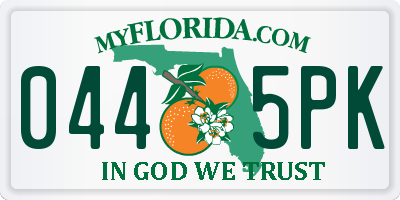 FL license plate 0445PK