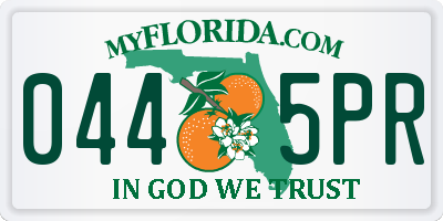 FL license plate 0445PR