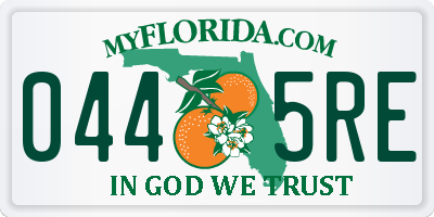 FL license plate 0445RE