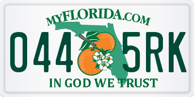 FL license plate 0445RK