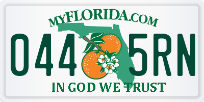 FL license plate 0445RN
