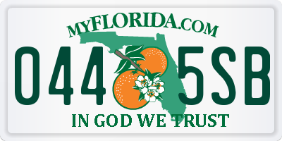 FL license plate 0445SB