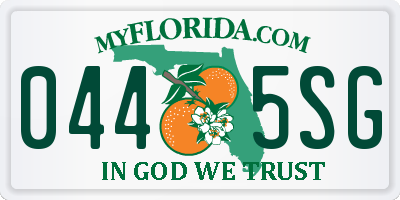 FL license plate 0445SG