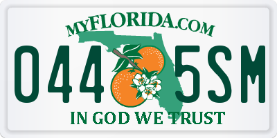 FL license plate 0445SM