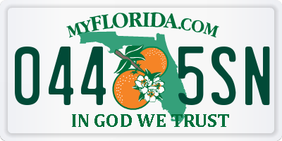 FL license plate 0445SN