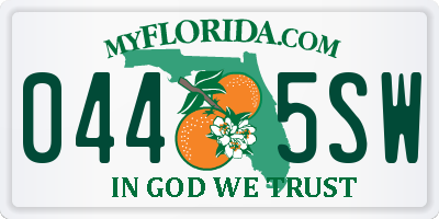 FL license plate 0445SW