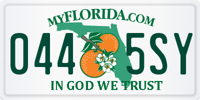 FL license plate 0445SY