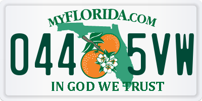 FL license plate 0445VW