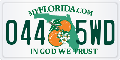 FL license plate 0445WD