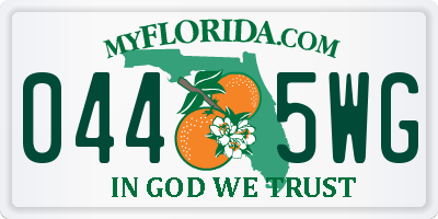 FL license plate 0445WG