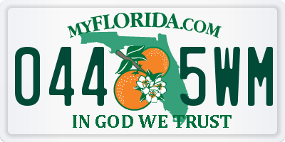 FL license plate 0445WM