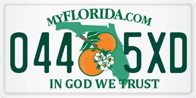 FL license plate 0445XD