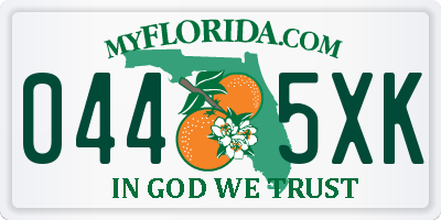 FL license plate 0445XK