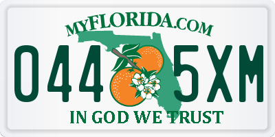 FL license plate 0445XM
