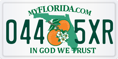 FL license plate 0445XR