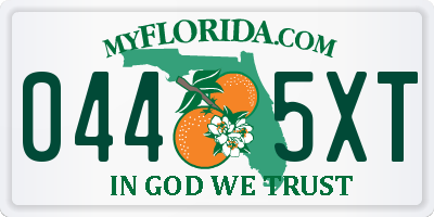 FL license plate 0445XT