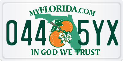 FL license plate 0445YX