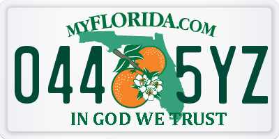 FL license plate 0445YZ