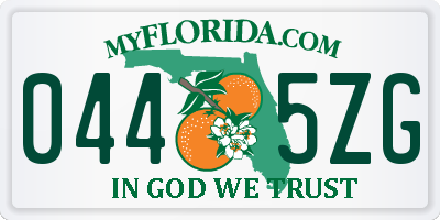 FL license plate 0445ZG