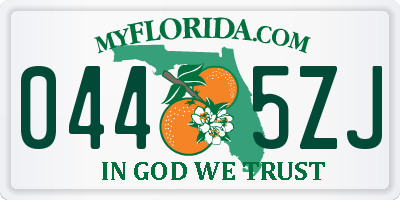 FL license plate 0445ZJ