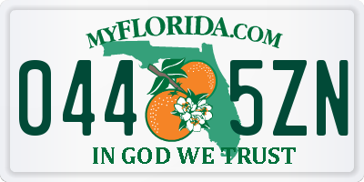 FL license plate 0445ZN
