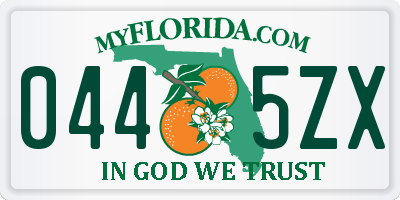 FL license plate 0445ZX