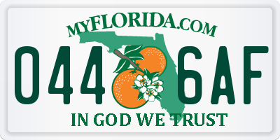 FL license plate 0446AF