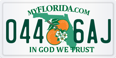 FL license plate 0446AJ