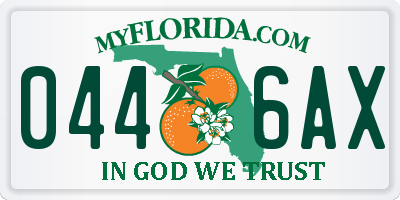 FL license plate 0446AX