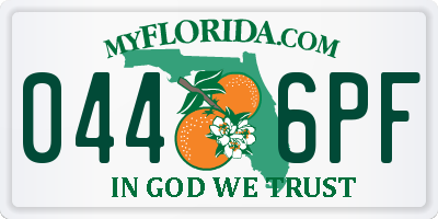 FL license plate 0446PF