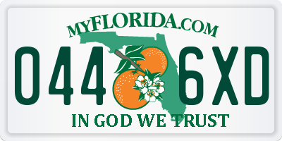FL license plate 0446XD