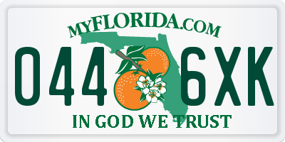 FL license plate 0446XK