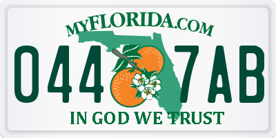 FL license plate 0447AB