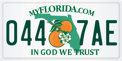 FL license plate 0447AE
