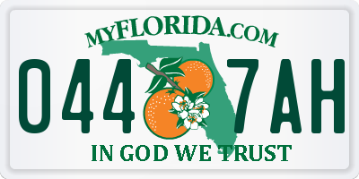 FL license plate 0447AH