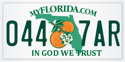 FL license plate 0447AR