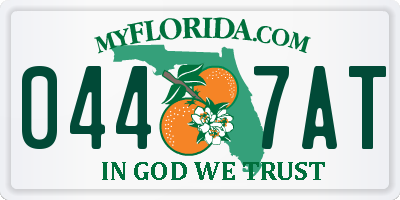 FL license plate 0447AT