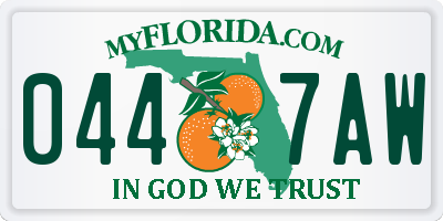 FL license plate 0447AW