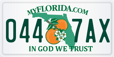 FL license plate 0447AX