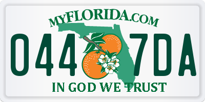 FL license plate 0447DA