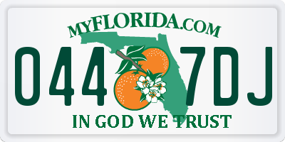 FL license plate 0447DJ
