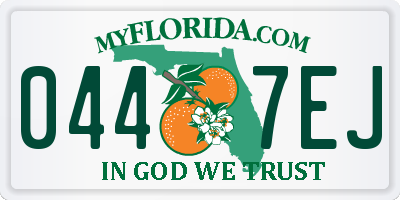 FL license plate 0447EJ