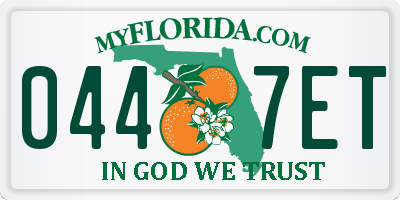 FL license plate 0447ET