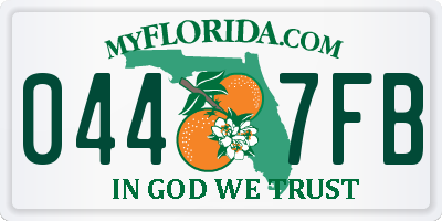 FL license plate 0447FB