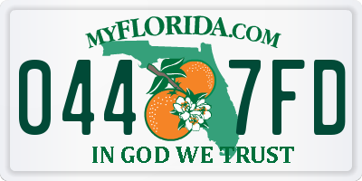 FL license plate 0447FD