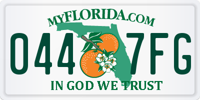 FL license plate 0447FG